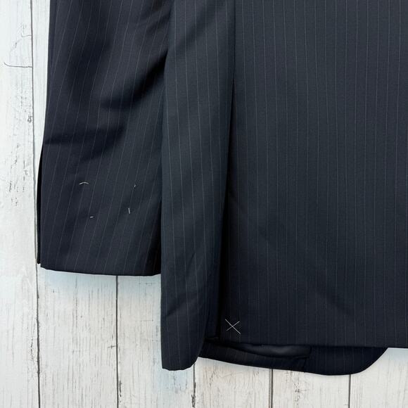 NWT Pronto Uomo Black Pinstripe Wool Platinum 2 Button Blazer Size 44 X-Long - Picture 7 of 16